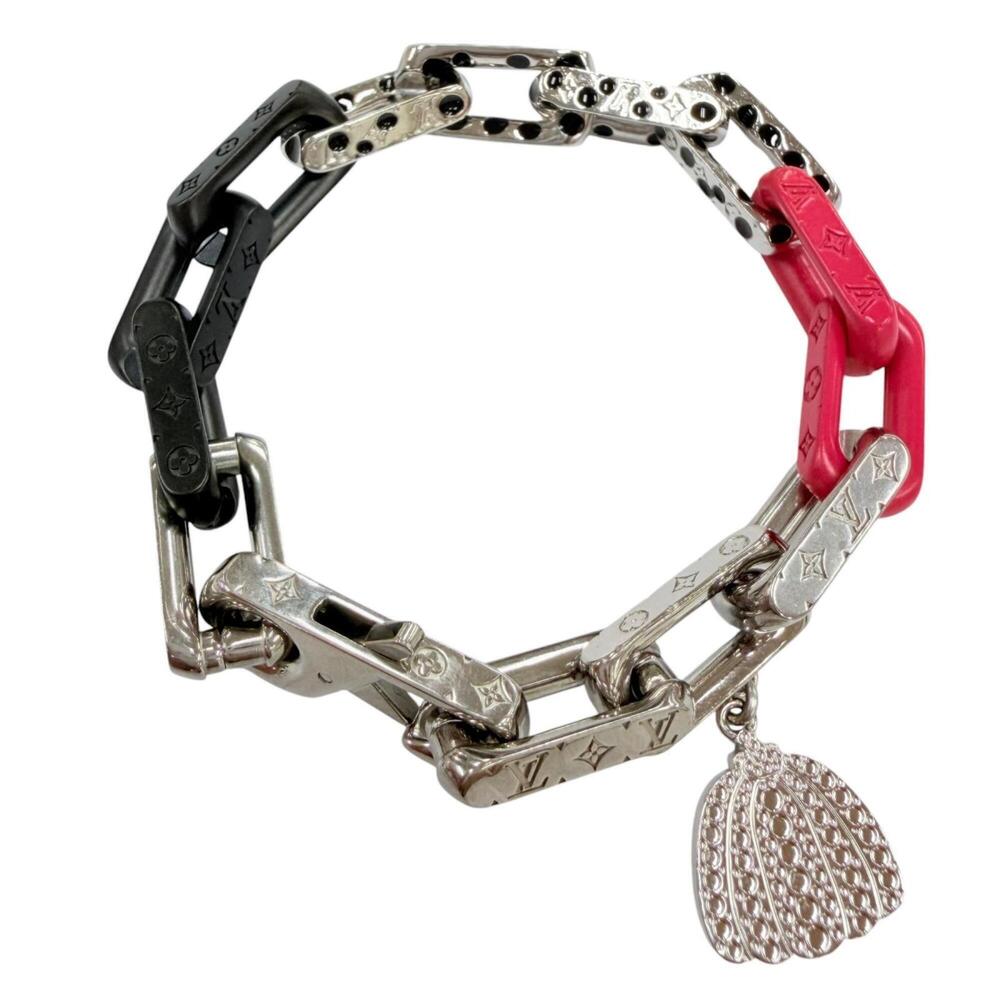 LOUIS VUITTON Silver Monogram Charm Bracelet